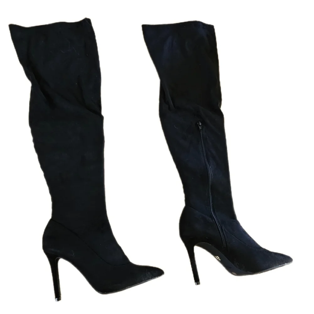 NIB Thalia Sodi Rominaa Black Stiletto Pointed Toe Side Zip Over The Knee Boot 8